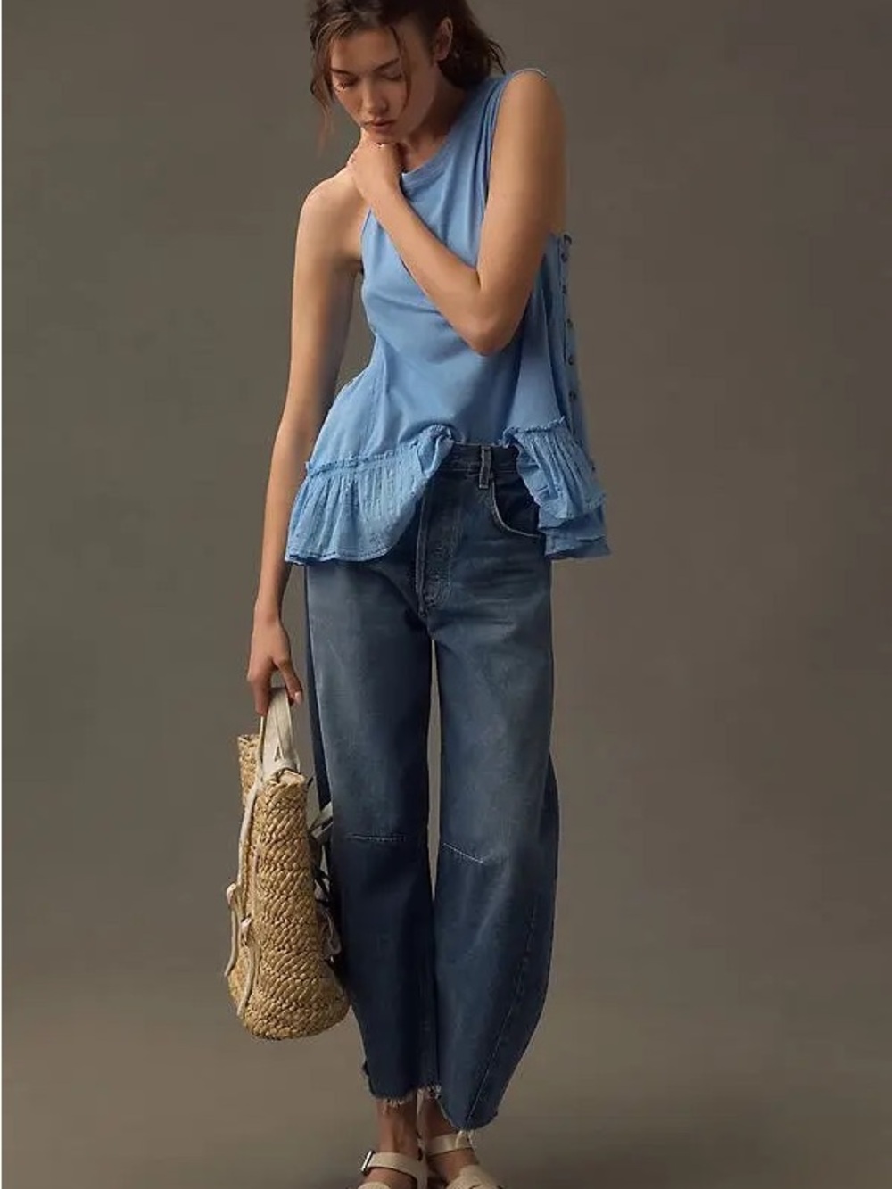 Pilcro Muscle Ruffled Tank Top Size Small